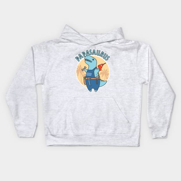 Papasaurus Kids Hoodie by SarahJoncas